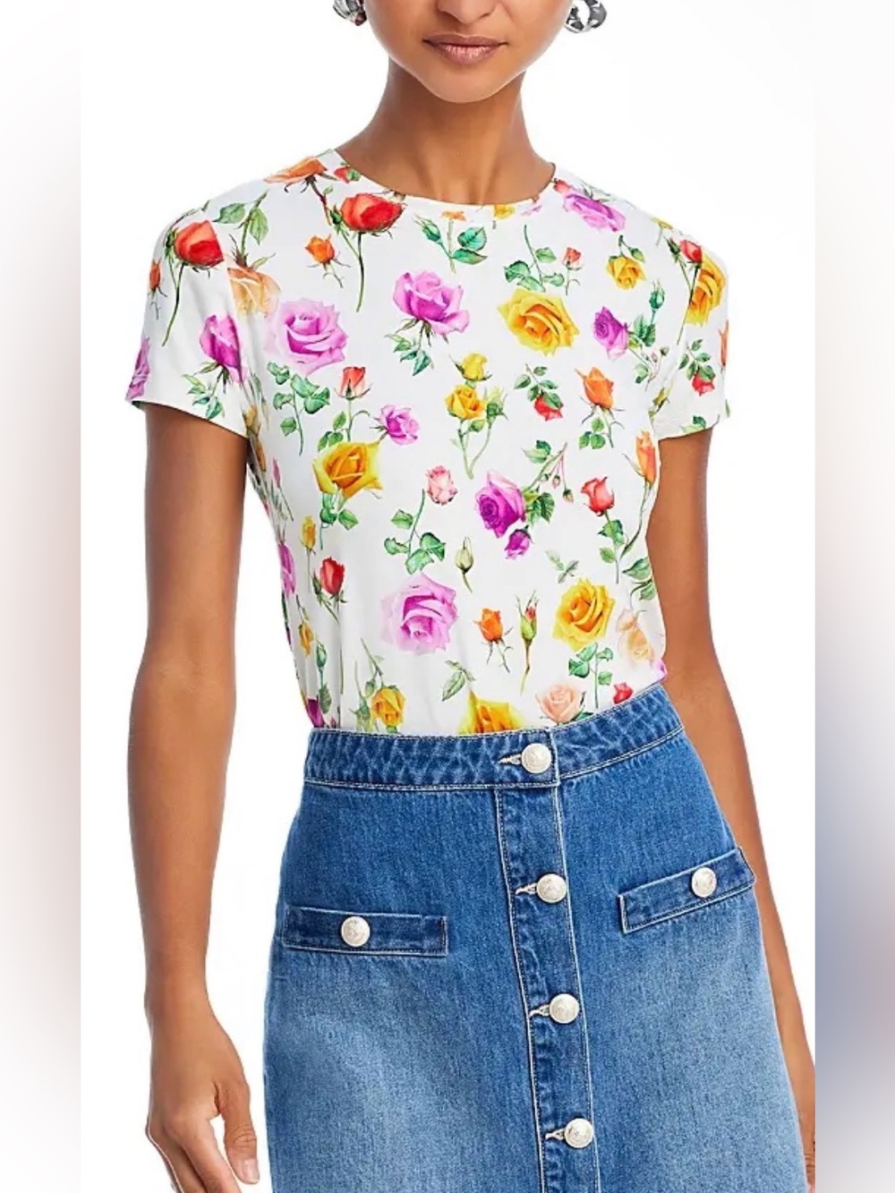 NWT L'AGENCE
Ressi Short Sleeved Crewneck Mix Rose Print Tee Size Large